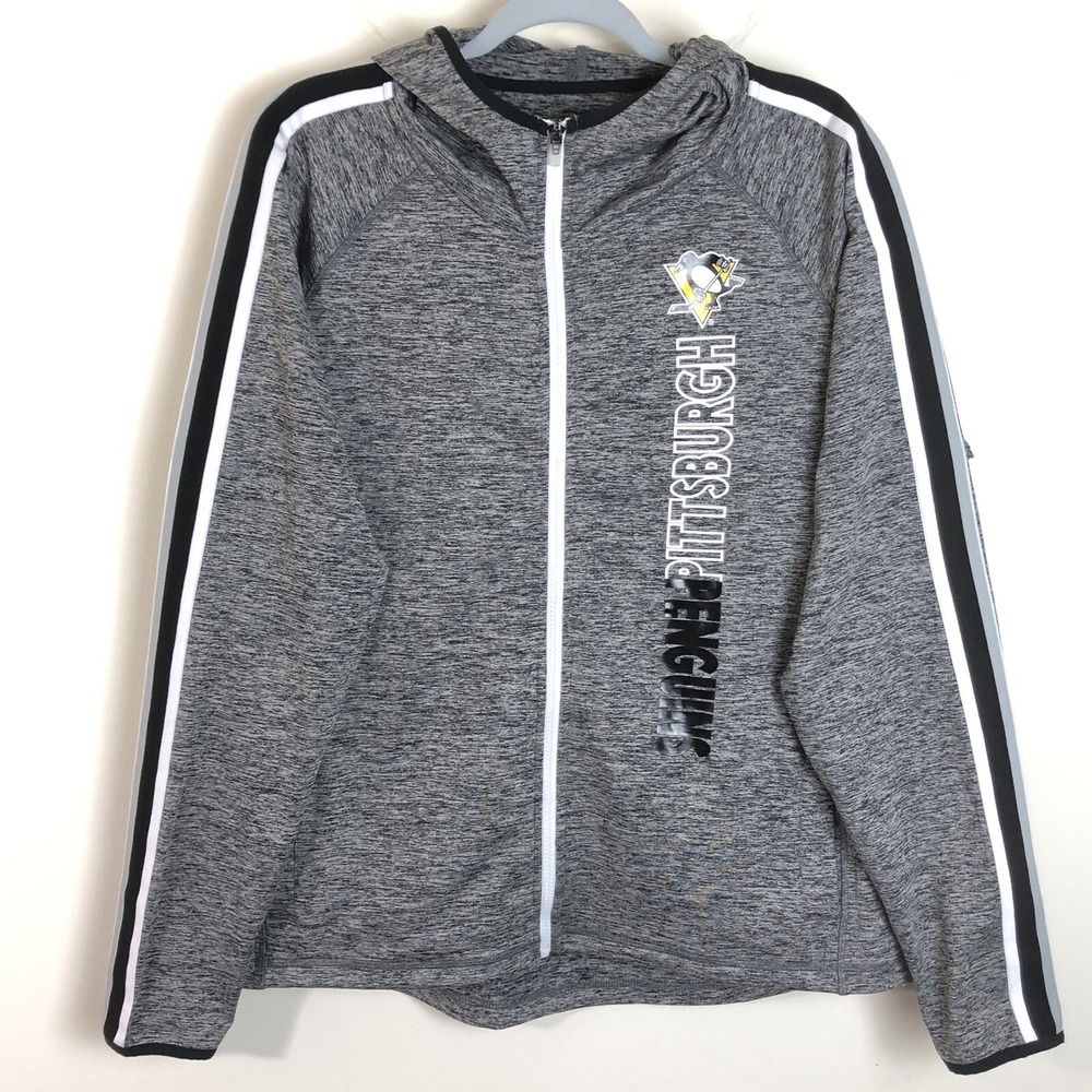 NHL Pittsburgh Penguins G-III 4HER Carl Banks Full Zip Sweatshirt Sz 2XL Gray